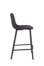 Bari Vintage Black PU Counter Stool - 65cm Seat Height (Anthracite Grey Leg) (must be ordered in pairs) - Image 3
