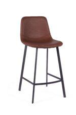Bari Vintage Cognac PU Counter Stool - 65cm Seat Height (Anthracite Grey Leg) (must be ordered in pairs) - Image 2
