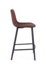 Bari Vintage Cognac PU Counter Stool - 65cm Seat Height (Anthracite Grey Leg) (must be ordered in pairs) - Image 3