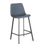 Bari Vintage Blue PU Counter Stool - 65cm Seat Height (Anthracite Grey Leg) (must be ordered in pairs)