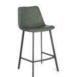 Bari Vintage Green PU Counter Stool - 65cm Seat Height (Anthracite Grey Leg) (must be ordered in pairs)