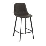 Bari Vintage Taupe PU Counter Stool - 65cm Seat Height (Anthracite Grey Leg) (must be ordered in pairs) - Image 2