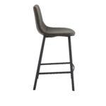 Bari Vintage Taupe PU Counter Stool - 65cm Seat Height (Anthracite Grey Leg) (must be ordered in pairs) - Image 3