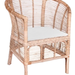 Vanilla Dining Chair - Natural with White Cushion