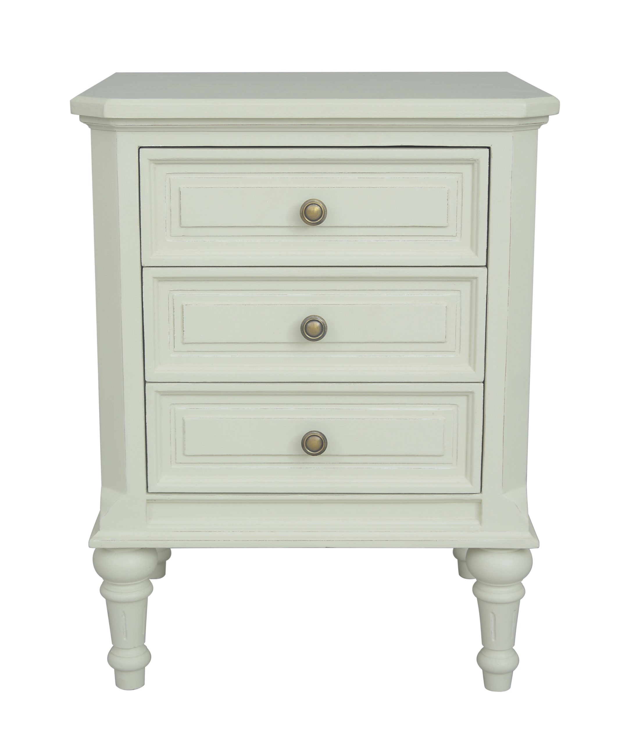 VAN7 Vanessa 3 Drawer Bedside - Lime White - Image 1