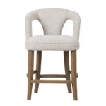 White/Gold Boucle Fabric Amy Stool - 65cm Seat Height