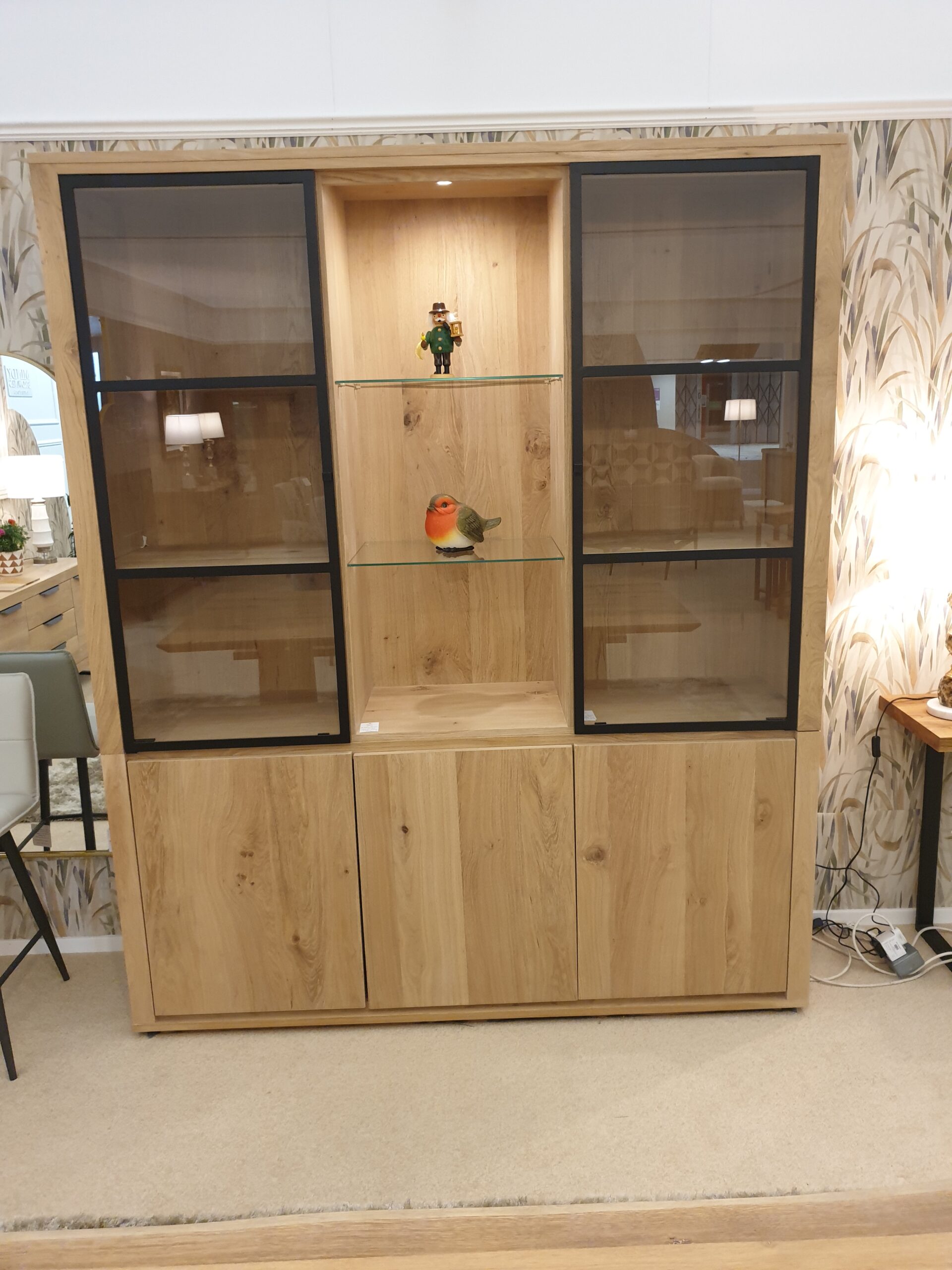 20240120_165438 Oak 3 Door Display Unit - White 5% - Image 1