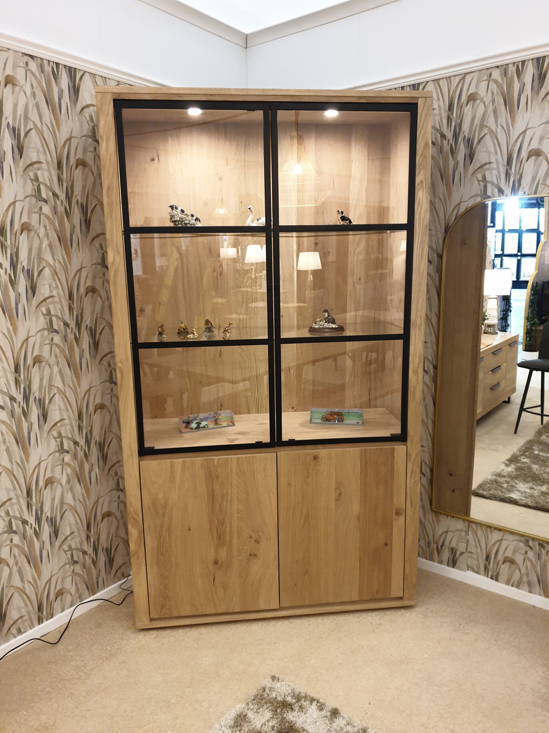 20240120_165524 Oak 2 Door Display Unit - White 5% - Image 1