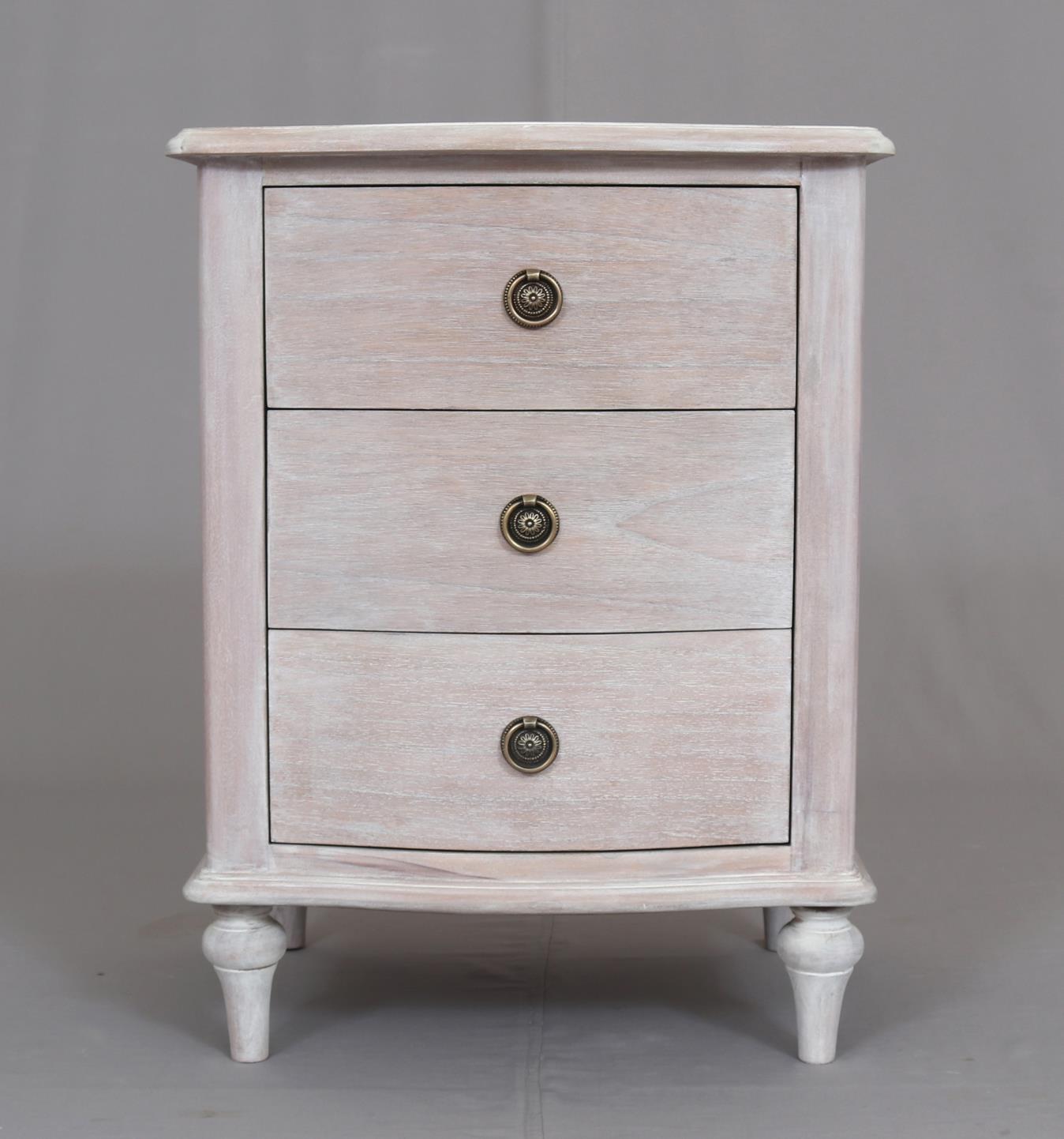 LUNA3 Luna 3 Drawer Bedside - White Wash - Image 1