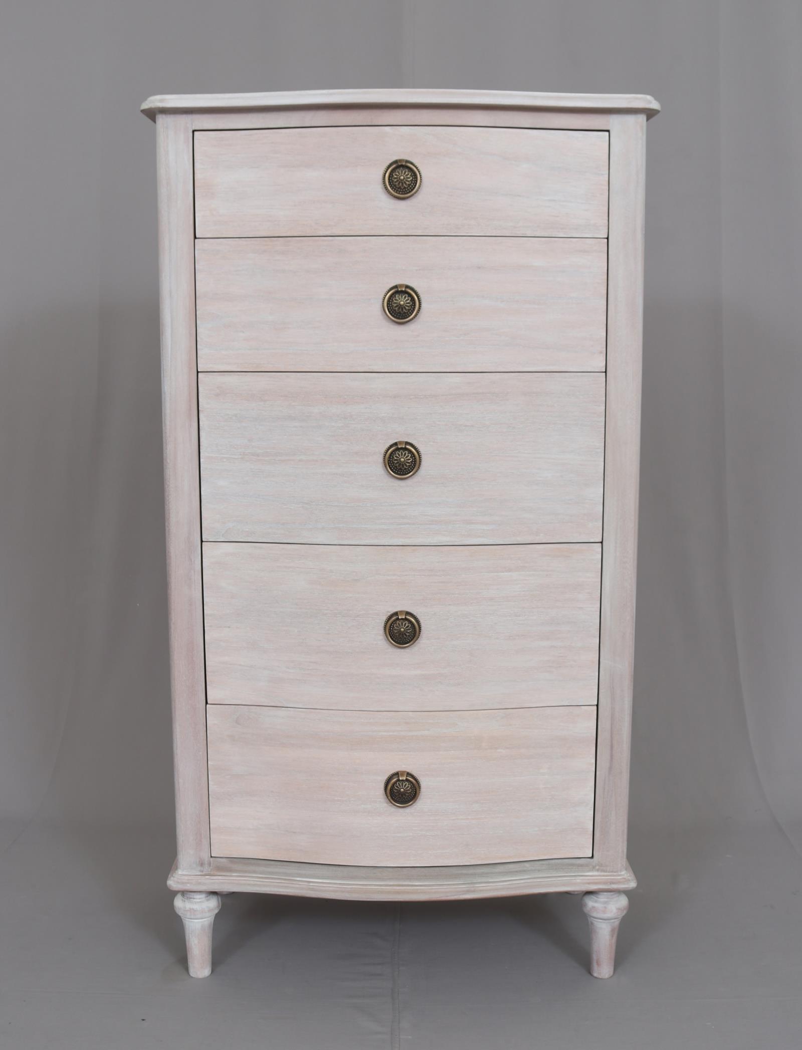 LUNA5 Luna 5 Drawer Tallboy - White Wash - Image 1