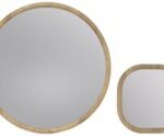 Set of 2 Round Mirrors - Rustic Brown