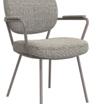 Lausanne Mushroom Royal Boucle Fabric Chair with Armrest (must be ordered in pairs)