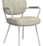 Lausanne Natural Royal Boucle Fabric Chair with Armrest - S.H. 49cm