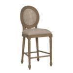 Sofia Rattan Balloon Back Counter Stool with Removable Seat Pad - Smoked Oak - S.H. 67cm