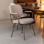 Lausanne Mushroom Royal Boucle Fabric Chair with Armrest - S.H. 49cm - Image 2